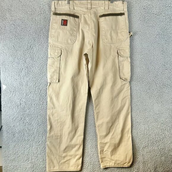 Wrangler Riggs Workwear Khaki Cargo Carpenter Pants 36x33 - Picture 1 of 3